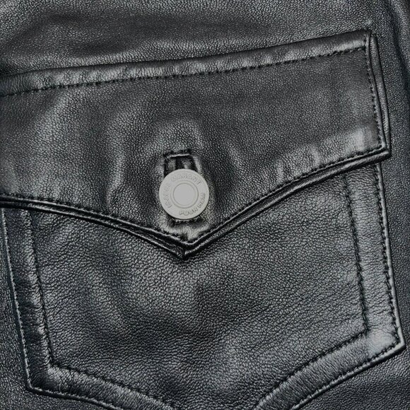 ISABEL MARANT X H&M BLACK NAPPA LEATHER LACE UP LEG MOTO TROUSER PANT EUC  2 - Picture 9 of 14